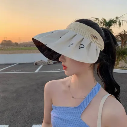 Summer New Sun Protection Black Glue Visor Hat