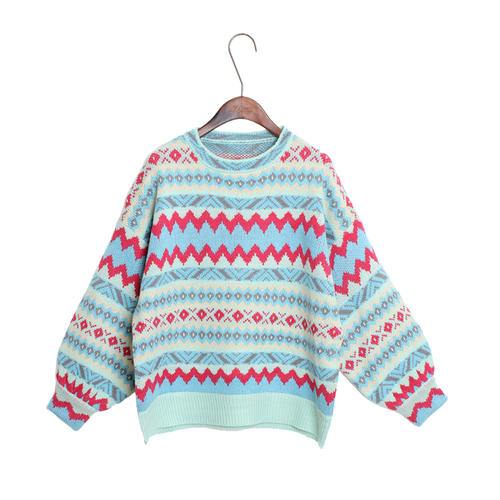 Runder Neckstreifenkaschmirpullover