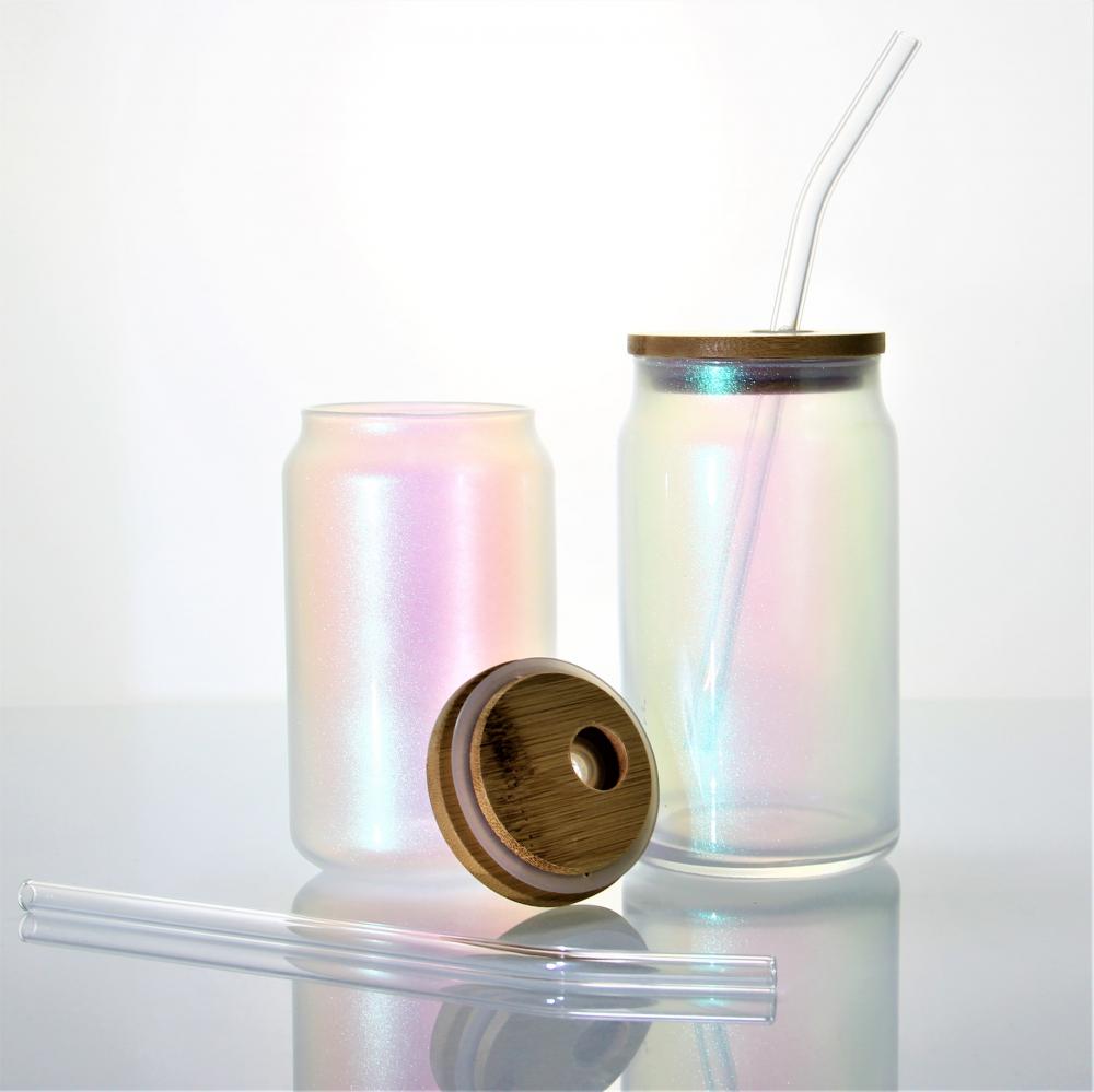 Beer Can Shape Glass With Straw