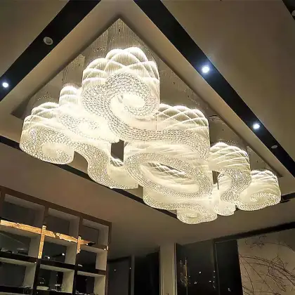 Designer Large Crystal Lamp for High Ceiling Luxury Living Room