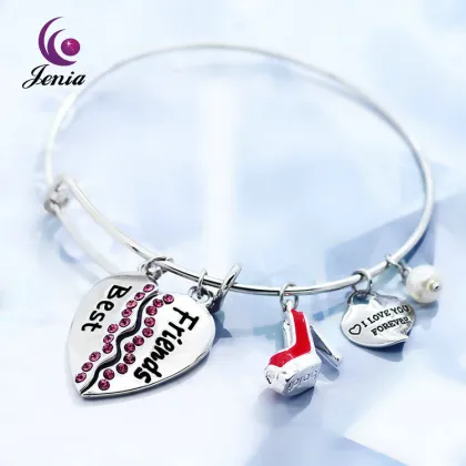 Jenia 2016 Best Friend Hesrt Charms Gold Bracelet Jewelry