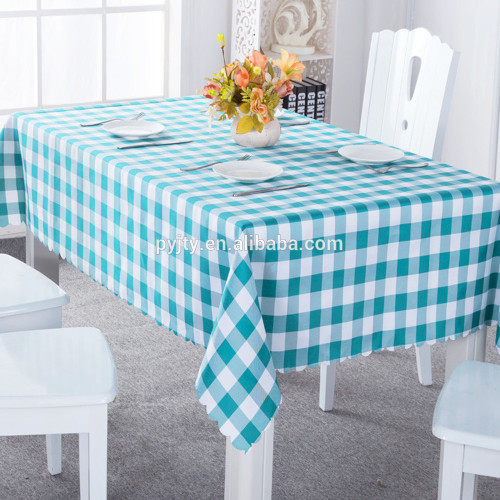 Blue checked pattern printed waterproof peva rectangle table cloth