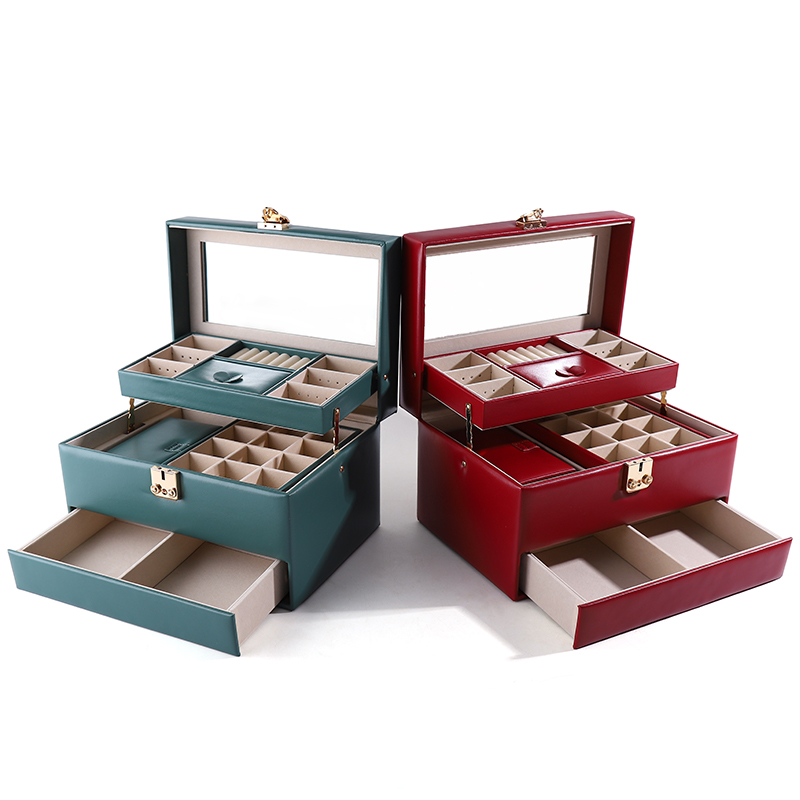 Custom Logo Leather Carry Stand Jewelry Storage Box