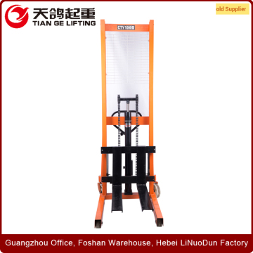 Hot Sale China Manufacturer 190 Degrees Manual Forklift Double Frames Hand Stacker