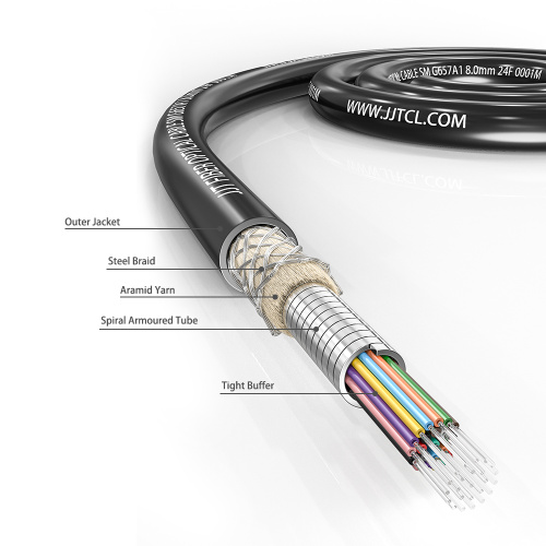 Câble fibre optique blindé de 7,2 mm 24F avec tresse