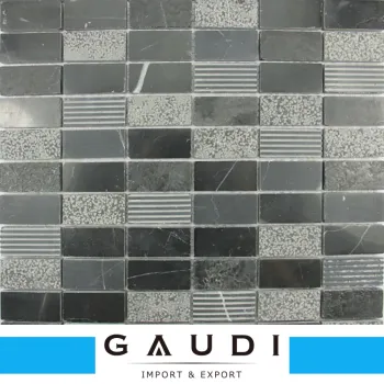 Black strip competitive price stone mosaic for interior wall decorative