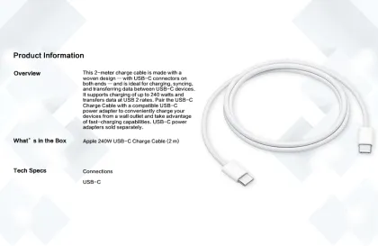 Apple iPhone 240W USB-C Charge Cable