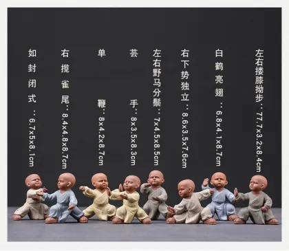 Tea Shop Accessories: Tai Ji Budda Statues, Kung Fu Tea Pets, Zisha Monks Statue & More