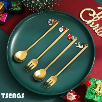 Kreativer Weihnachts -Cartoon Snowman Edelstahllöffel Set für festliches Tabellengeschirr