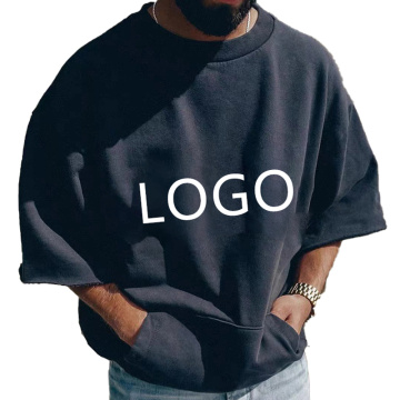 Camiseta lisa de algodón de logotipo personalizado de gran tamaño