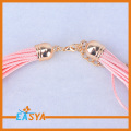 Varied Color Pink Rope Triple Stands Necklace