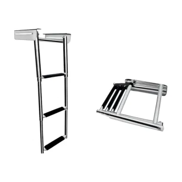 Telescopic Stainless Steel 3-Step Folding Pontoon Boat Boarding Ladder