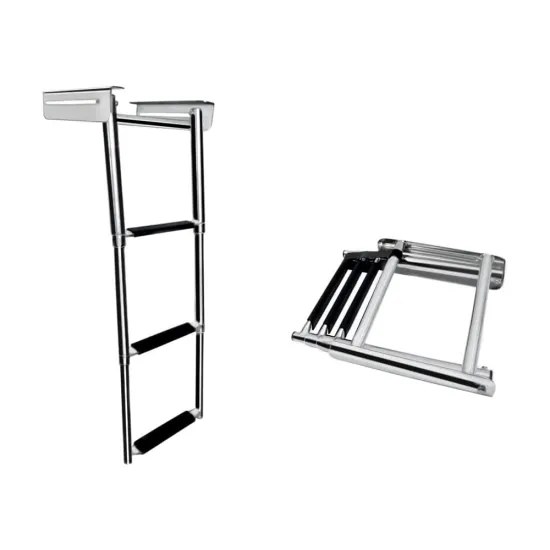 Telescopic Stainless Steel 3-Step Folding Pontoon Boat Boarding Ladder