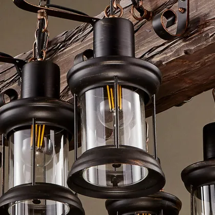 Wooden Wheel Chandelier for Restaurants