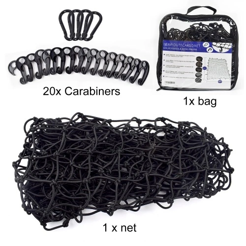 68 x 45 Elastic Black Bungee 4x4 Cargo Cover Net For Car With Plastic  Hook And Carabiner China Manufacturer