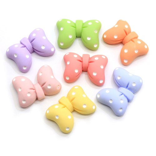 Couleur bonbon points blancs Bowknot résine Flatback Cabochon pour bricolage belles pinces à cheveux Art artisanat accessoires fabrication de bijoux résultats