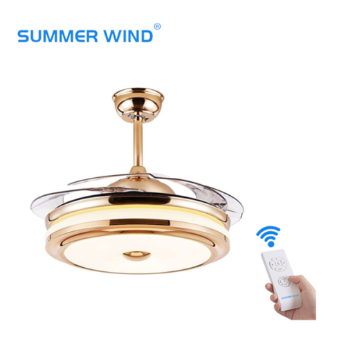 Ventilador de teto invisível dourado com luz