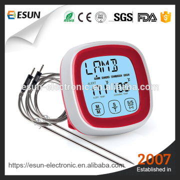 Dual Probe Touch Screen LED Digital Meat Thermometer for BBQ,Grill,Oven,Cooking