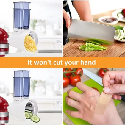Dishwasher Safe Blue KitchenAid Countertop Blender Attachment with Food Slicer, Salad Maker, Cheese Grater for Fruits and Vegetables