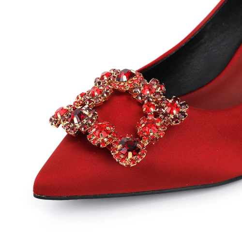 Luxurious Diamond-Buckle Stiletto Heels