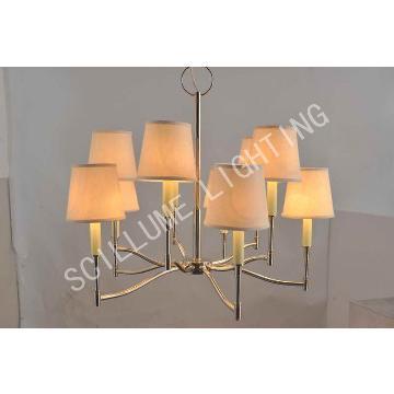1002110 Silber 10 Lichter beenden massivem Messing Leinen Schatten Kronleuchter