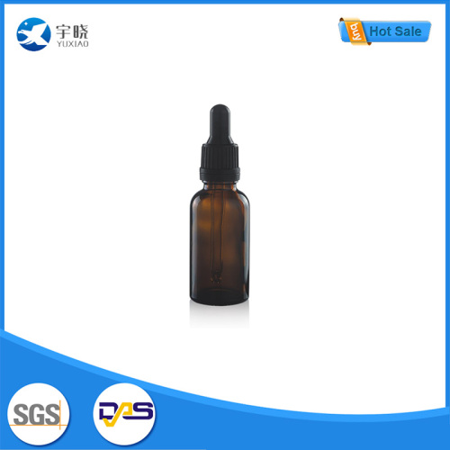 Бутылка-капельница из янтарного стекла с черной резиновой грушей