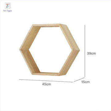 Floating Hexagon Wall Mount Home Decor Wooden Shelf