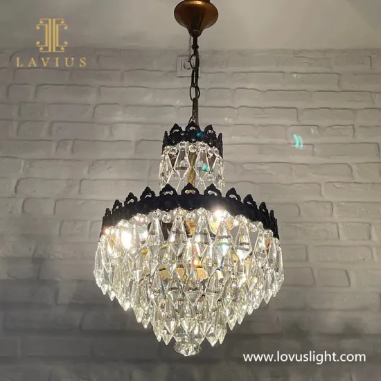 Large luxury custom crystal chandelier Villa hotel living room pendant light beaded chandelier