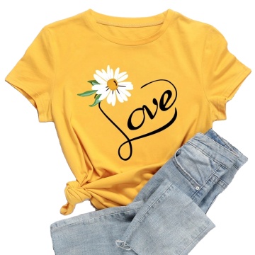 Custom Printed 100% Cotton Y2K Floral T-Shirts for Wholesale