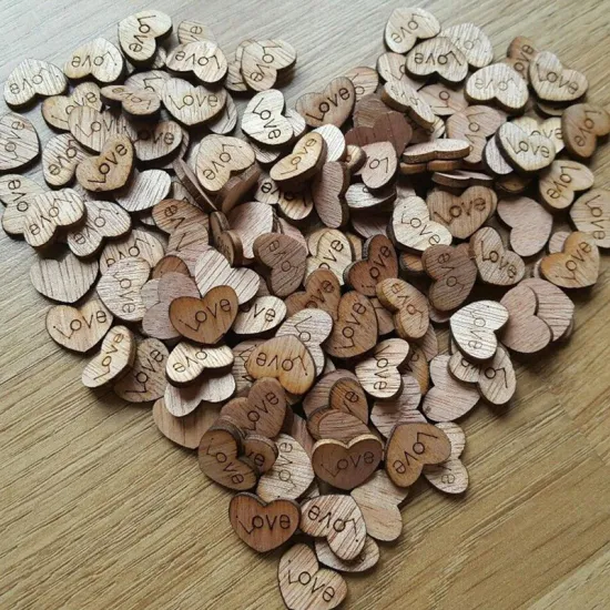 100pcs Love Heart Rustic Wooden Confetti Wooden Table Party Supplies Marriage Wedding Office Desk Decorations Accessories Crafts
