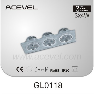 3*4W Epistar LED Grill Light, CE&ROHS Approved