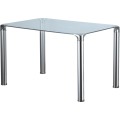 Rectangle tempered glass top chromed base dining tables