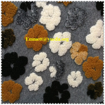 black white coffee grey melange flowers floral jcquard pattern woolen knit fabric
