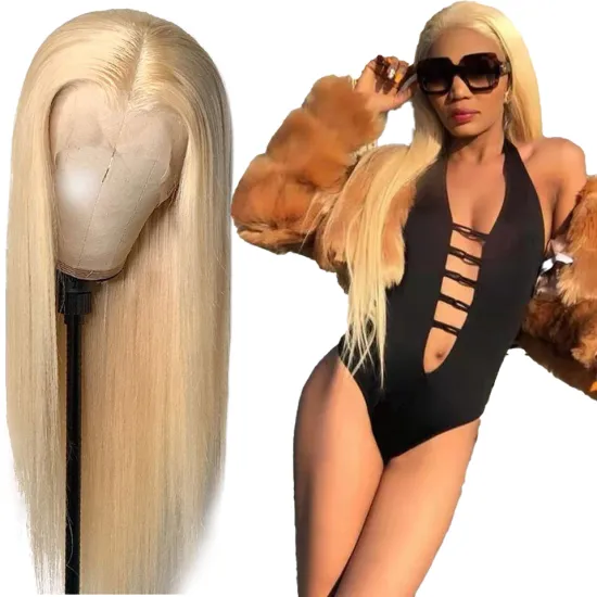 180 Density Virgin Hd Transparent Swiss Lace Front Hair Wigs,13x6 Lace Frontal Wigs ,613 Blonde Human Hair Wigs