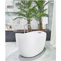 Freestanding Jetted Bathtub Simple White Bathroom Acrylic Oval Glossy Bathtub