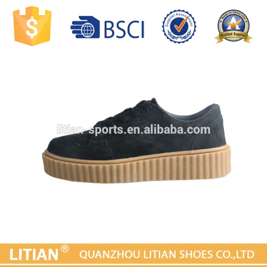 2016 popular design flat lady casual shoes with pig skin