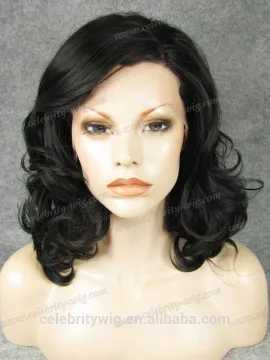 Top selling medium length lace front wig synthetic natural scalp wig
