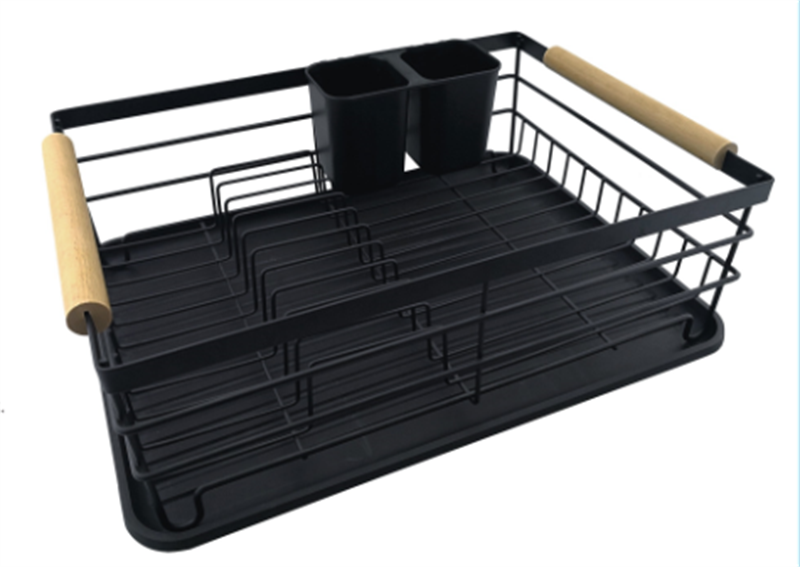 Modern Wood Handle Dish Rack and Drain Board