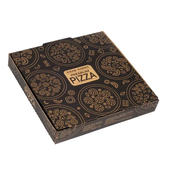 Custom Design 24 Inch 30cm Black Corrugated Pizza Box - 50 MOQ Food Packaging