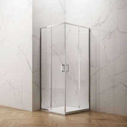 Square Corner Entry Shower Enclosure 2 Sliding Doors
