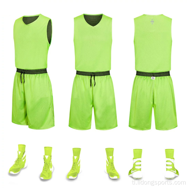 Pakyawan murang 100% polyester reversible basketball jersey