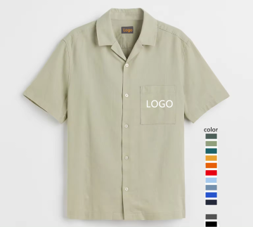 Shop Linen Cotton Blend Business Men's Shirts & Tee Ties - Regular Fit, Short Sleeves