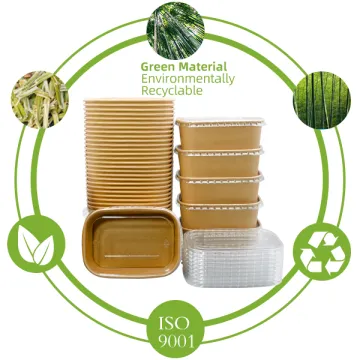 Biodegradable Kraft Paper Rectangular Bowl for Takeaway
