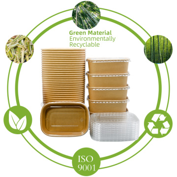 Biodegradable Kraft Paper Rectangular Bowl for Takeaway