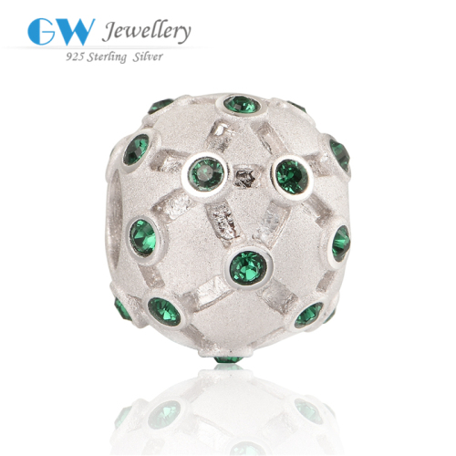 Hot Sale 925 Silver Charm Green Diamond Charm Jewelry DIY Charm