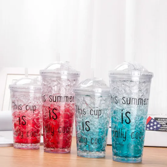 450ml Acrylic Frosty Sipper Cup with Freezing Gel for Cold Beverages: Juice, Beer, and Soft Drinks