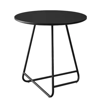 Industria Rectangular Round Black Finish Base Side Table Coffee Table - Search Engine