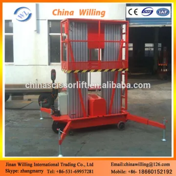 Telescopic mast climbing hydraulic aerial work lift platform