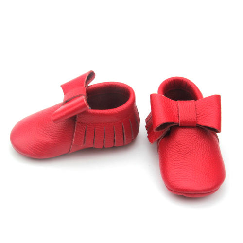 Làm bằng tay Giáng sinh Bé gái Party Bowknot Moccasins