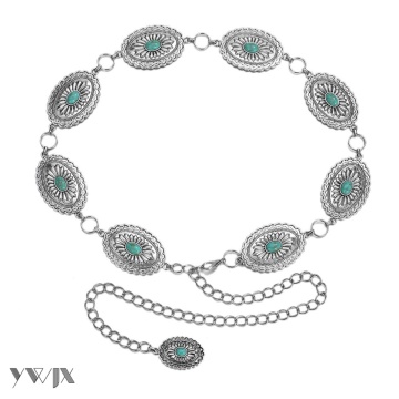 Vintage Turquoise Inlay Waist Chain for Women